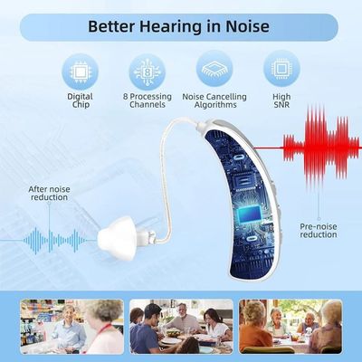 Máy trợ thính dẫn khí OTC 200Hz Khử tiếng ồn tự động Bộ khuếch đại kỹ thuật số Bluetooth